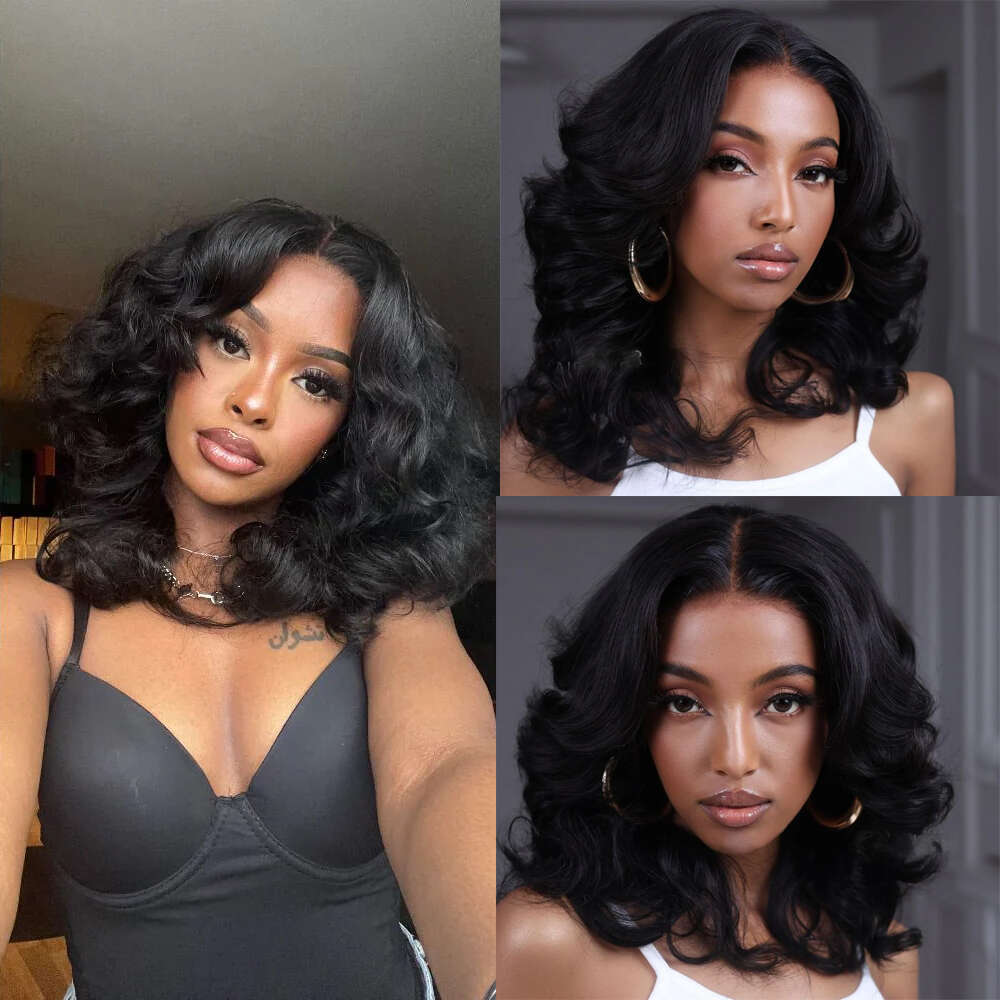 Wear To Go Inspired Layered Wig With Curtain Bang Wavy Light Yaki Straight 4x4 Lace Closure Human Hair Wigs 34 Inches Glueless