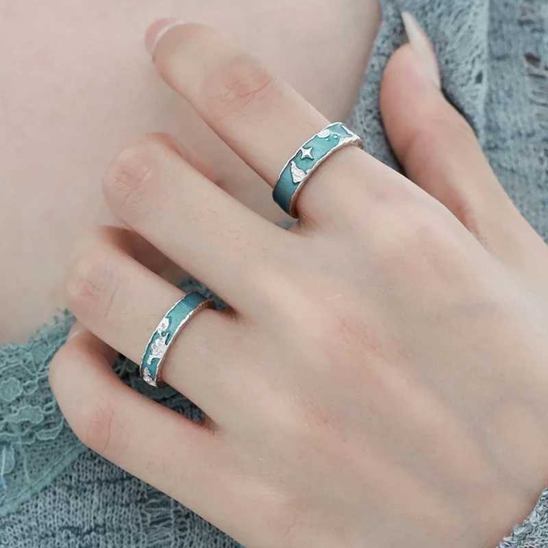 Fashion World Map Design S925 Sterling Silver Rings Drip Glue Lovers Ring Original Fine Boyfriend Girlfriend Couple Jewelry GiftX240921