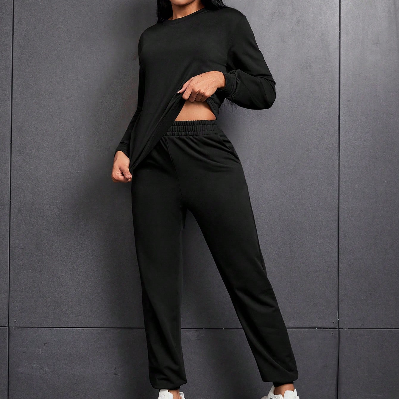 2-Piece Fashion Elegant Pants Suit Women's Casual Wear Jogger Korean Version Sport Suit Cotton Tracuit