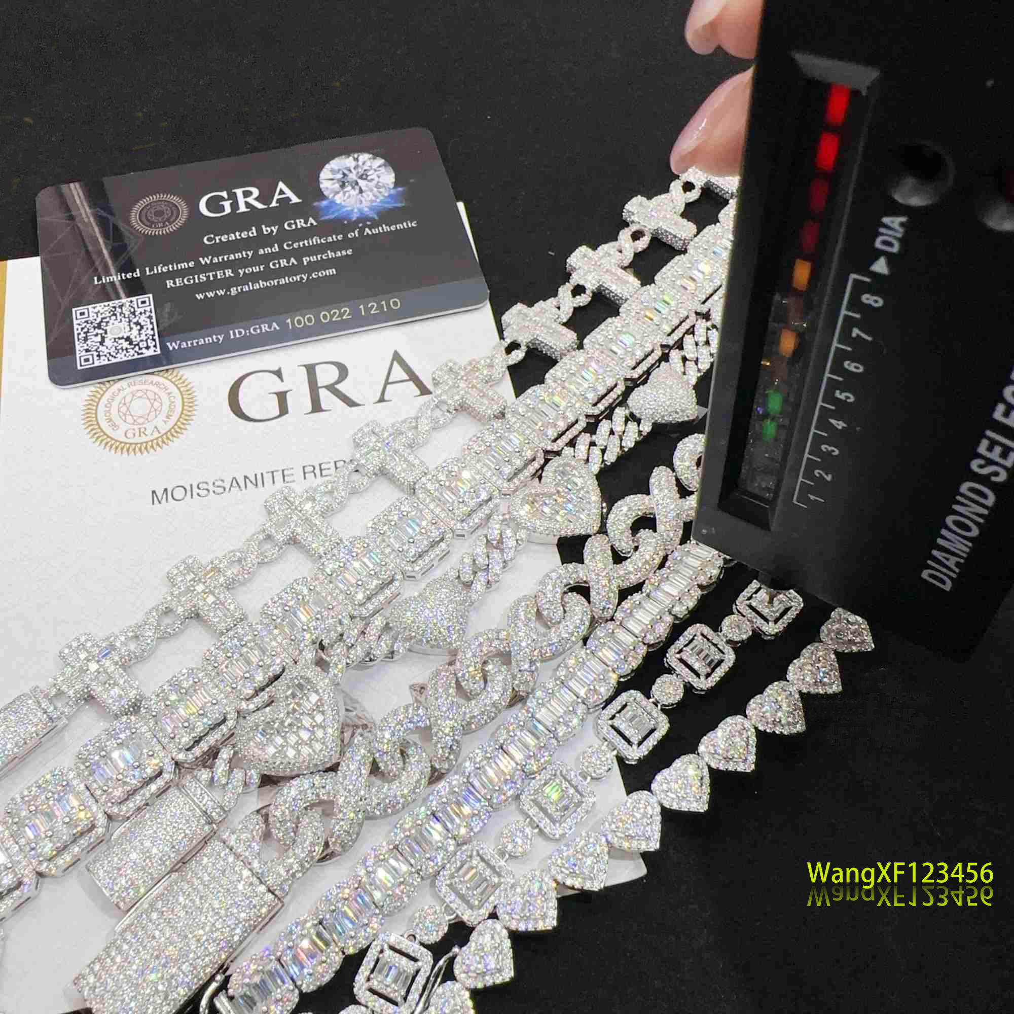 Wholesale price lab dia sier vvs moissanite iced out hip hop jewelry necklace k chain tennis cuban bracelet m