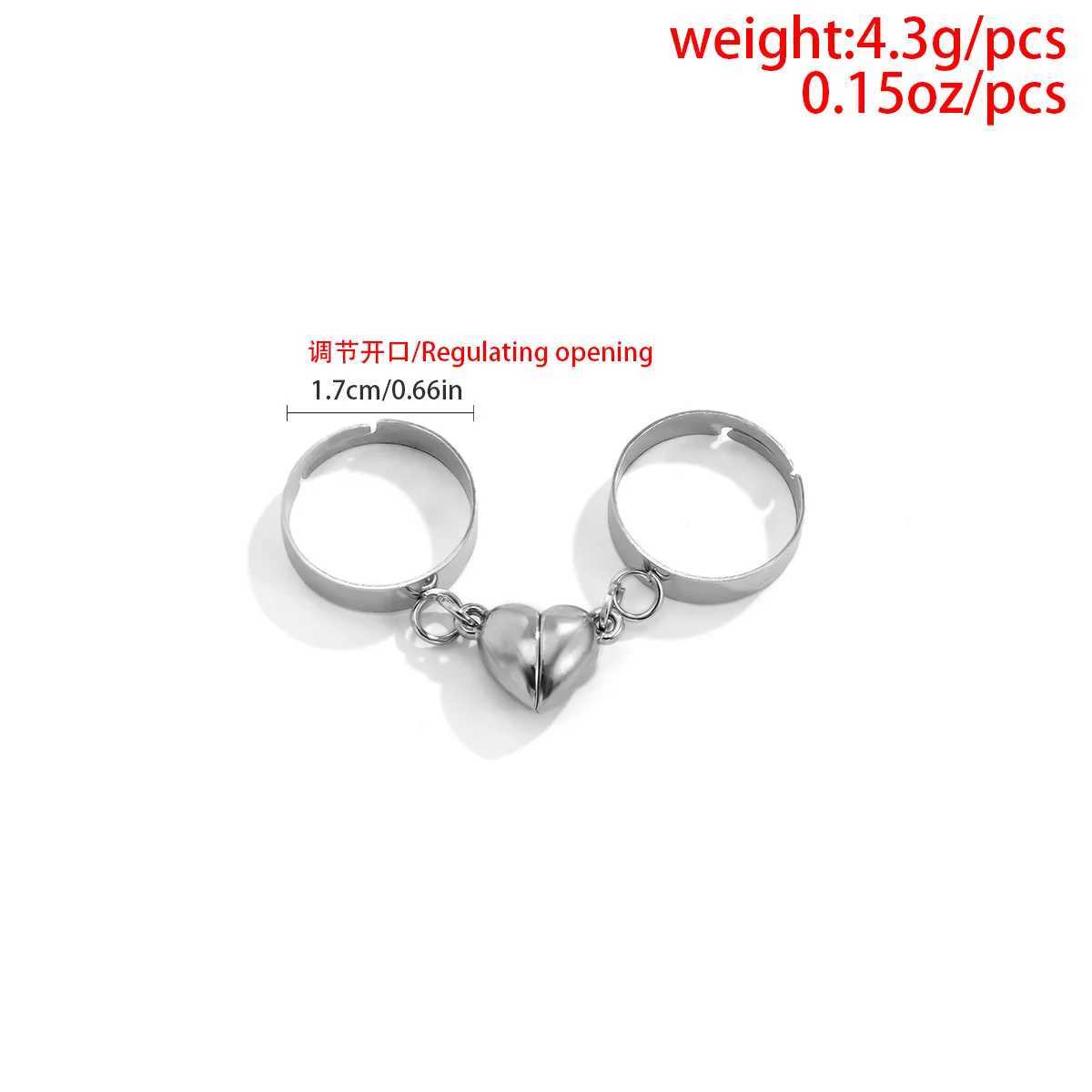 Charm Magnet Heart Couple Open Rings For Lover Creative Heart Attract Paired Adjustable Finger Ring Party Wedding Jewelry B233X240921