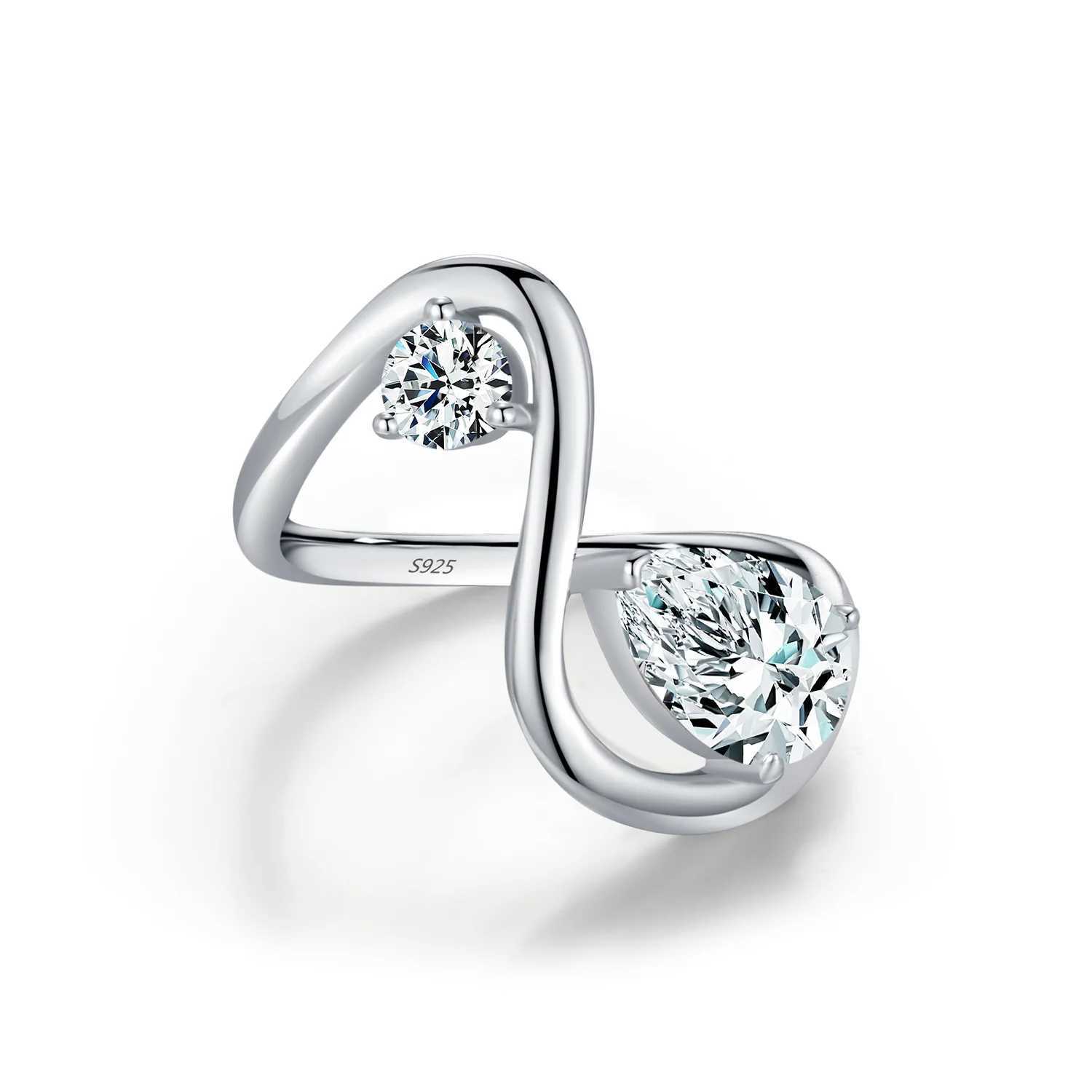 Hypoallergenic 925 Sterling Silver Ring For Women Water Droplet Zircon wedding Ring Anniversary Gift Irregular Exquisite JewelryX240921