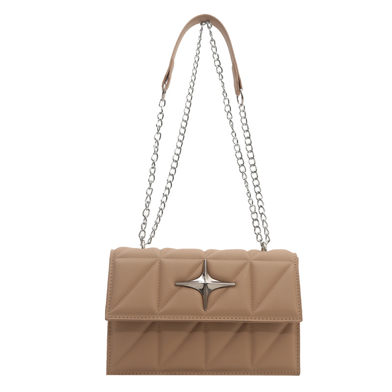 2024 new Korean version diamond grid chain small square bag. Solid color minimalist single shoulder bag