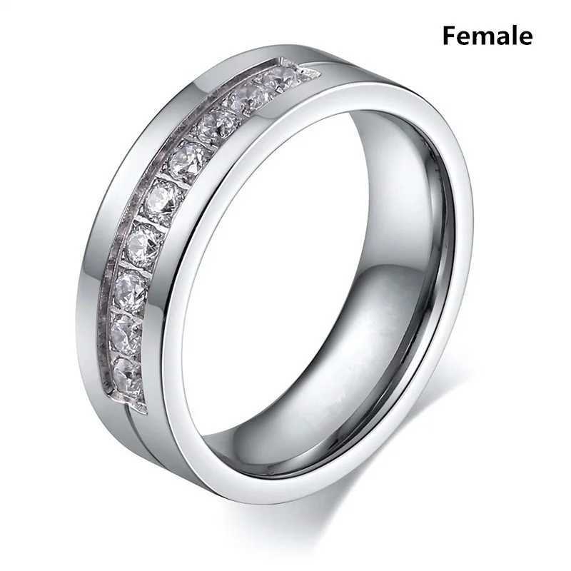 Fashion Silver Color Stainless Steel Couple Rings for Lovers Engagement Wedding Band Cute Women Zircon Rings Classical Men RingX240921