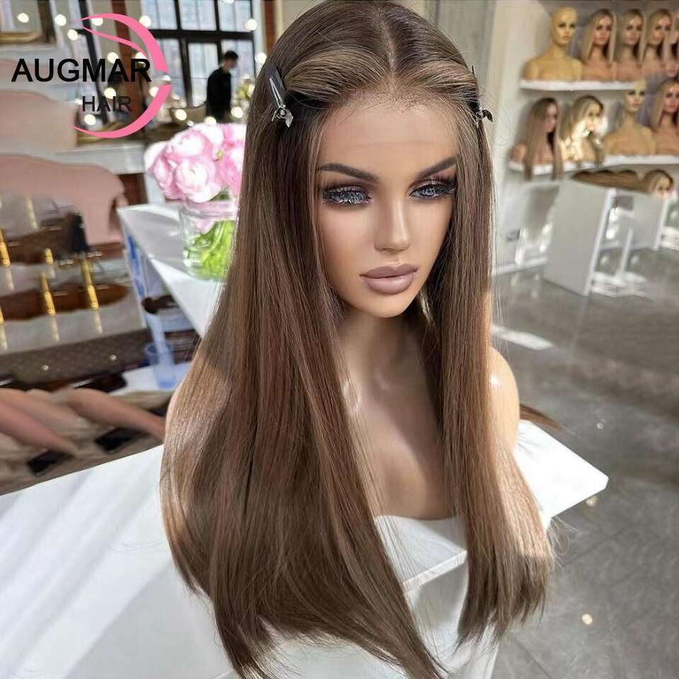 Transparent Chesut Brown Wigs Highlight Straight HD Frontal 13x6 360 Lace Front Wig Human Hair