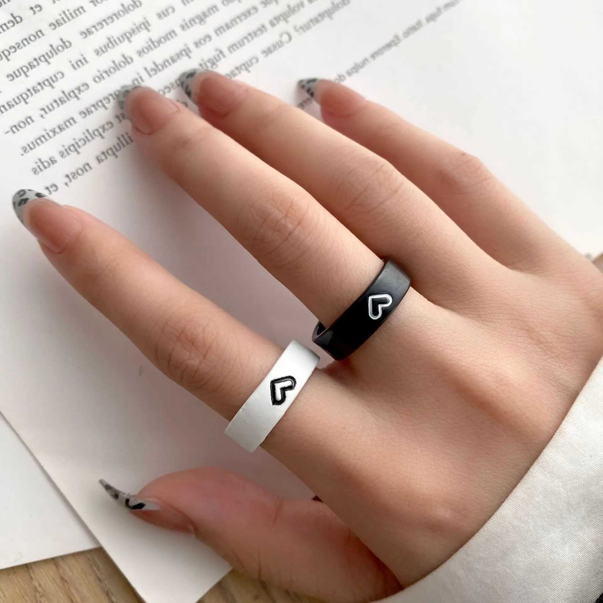 2pcs Of Rings Simple Couple Ring Male And Female Ring Combination Inswind Network Celebrity Love Valentines Day GiftX240921