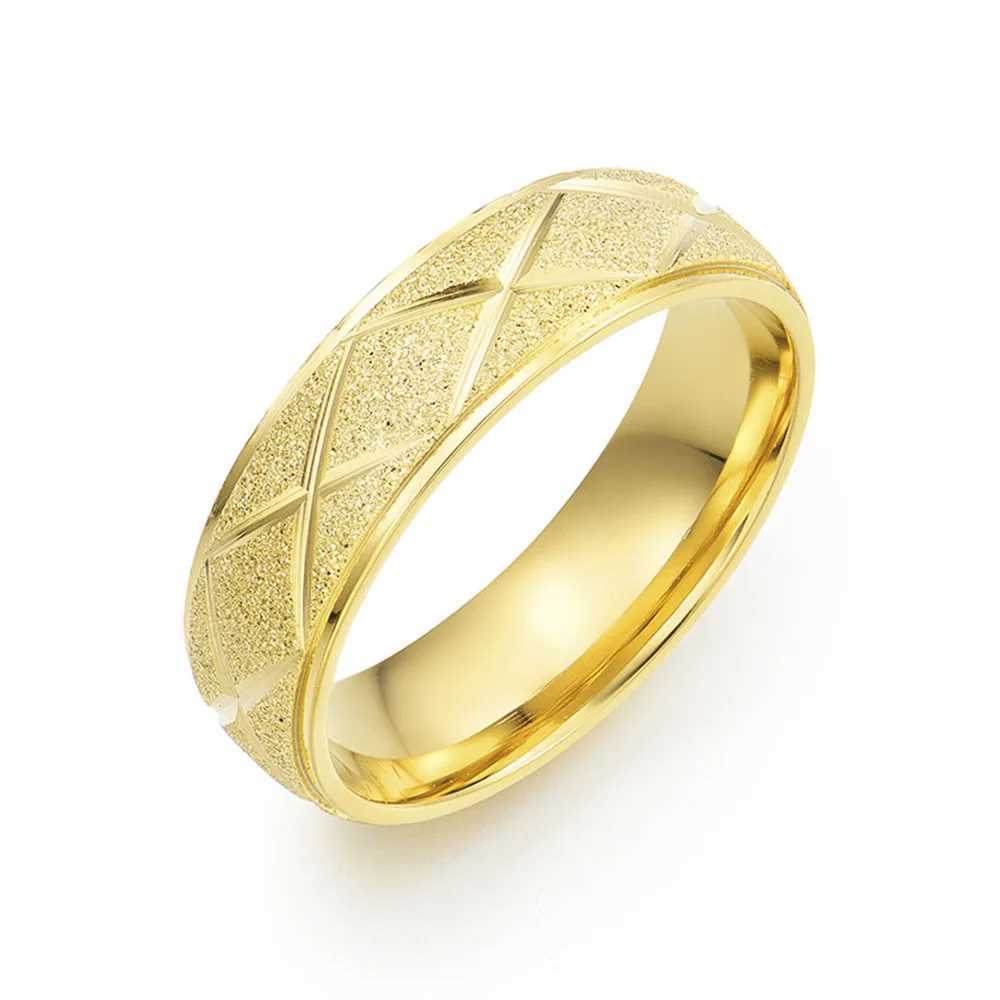 Lingge Striped Titanium Steel Couple Rings Fashion Light Luxury Frosted Rings Hand JewelryX240921