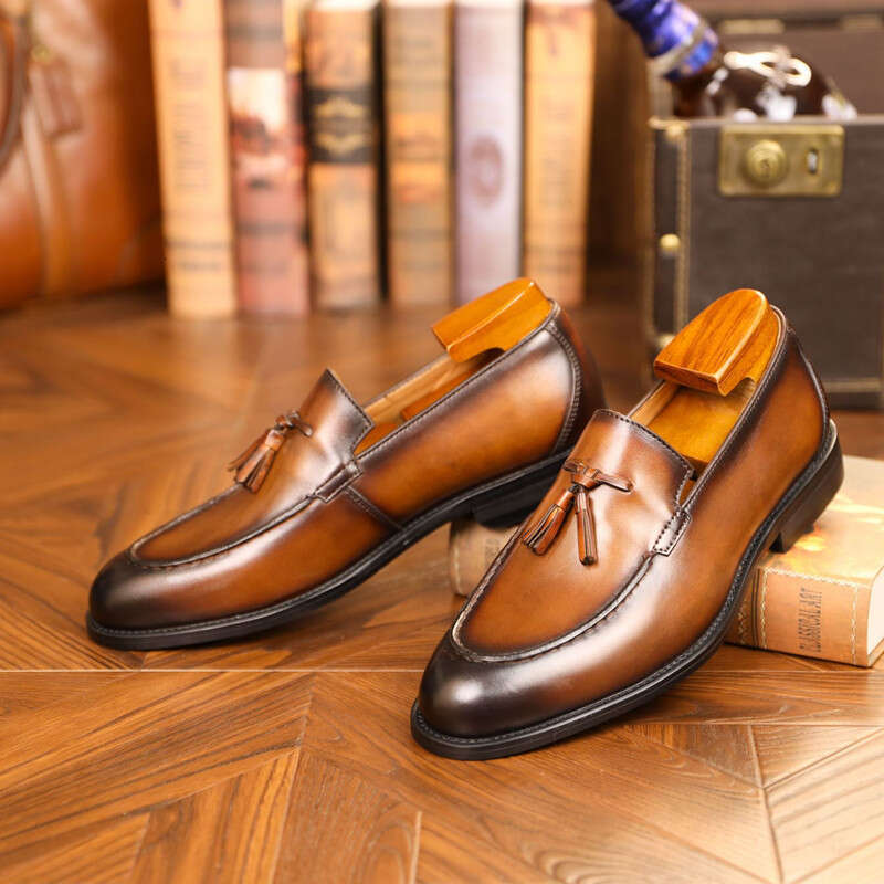 Slip On Dress Genuine Leather Italian Loafer For Black Brown Brand Formal Oxford Men Casual Shoes