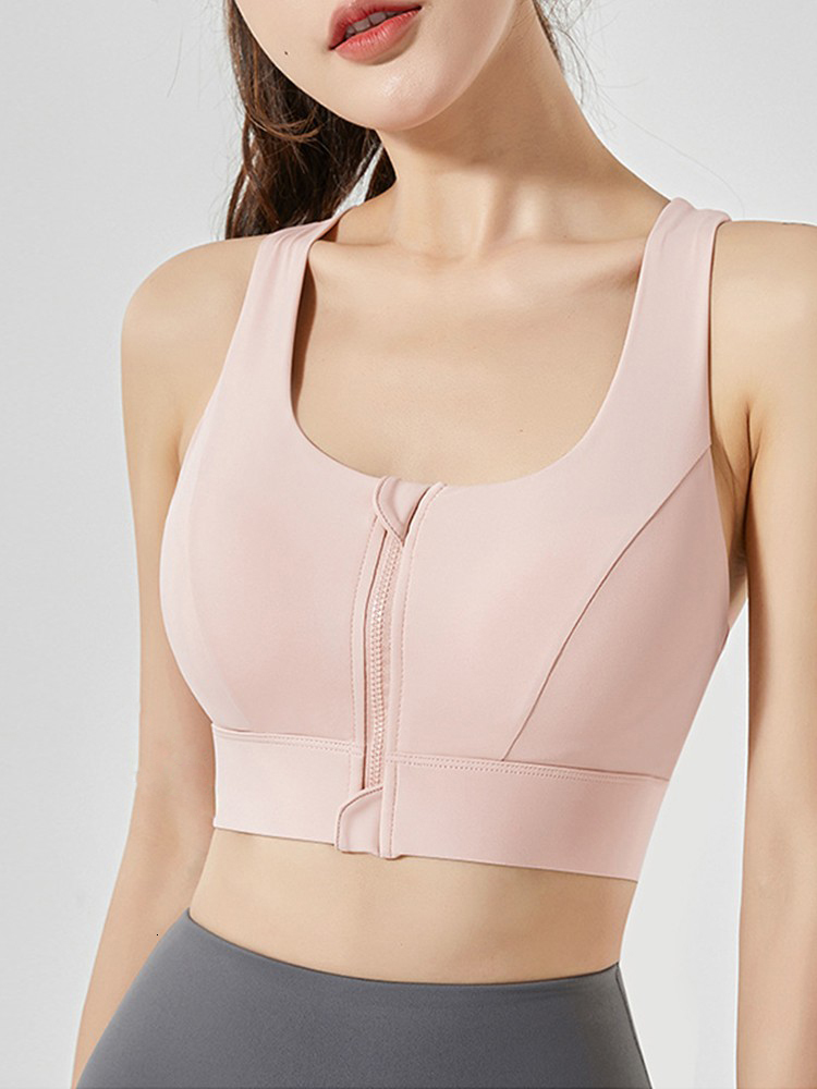 2024 New Plus Size Front Zipper Exercise Running High Strength Shockproof Gym Fiess Clothing Yoga Sports Bra Women