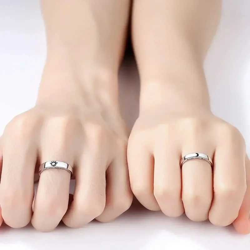 1/2pcs Simple Sun Moon Couple Rings Women Men Fashion Opening Adjustable Stainless Steel Lover Valentine Day Gifts Ring JewelryX240921
