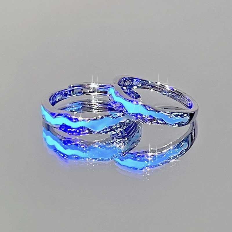 New Enamel Luminous Adjustable Finger Ring Vintage Luxury Love Couples Rings Glow In Dark Y2K Jewelry Valentines Day GiftsX240921