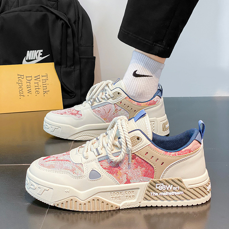 2024 new free shipping men's shoes blue, red, white, black, yellow breathable thick soled sports shoes board shoes anti slip outdoor casual sport