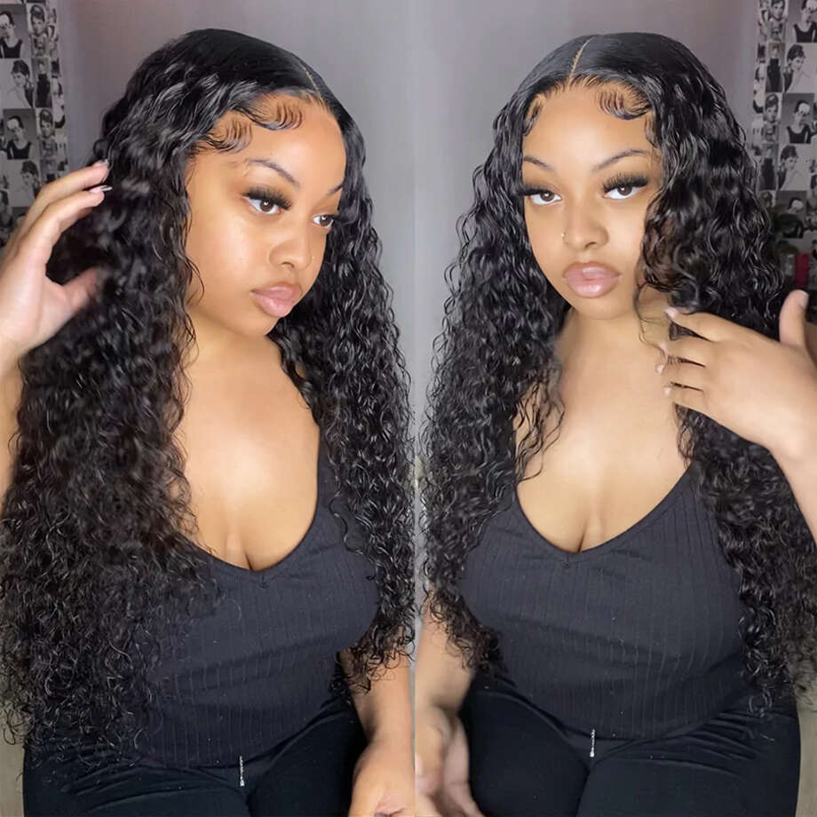 Deep Wave HD Frontal Natural Human Hair Wig 13x4 13x6 Brazilian Water Wavy Curly Glueless Transparent 6X4 Lace Closure Wigs