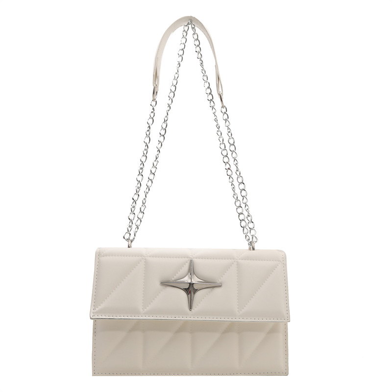 2024 new Korean version diamond grid chain small square bag. Solid color minimalist single shoulder bag
