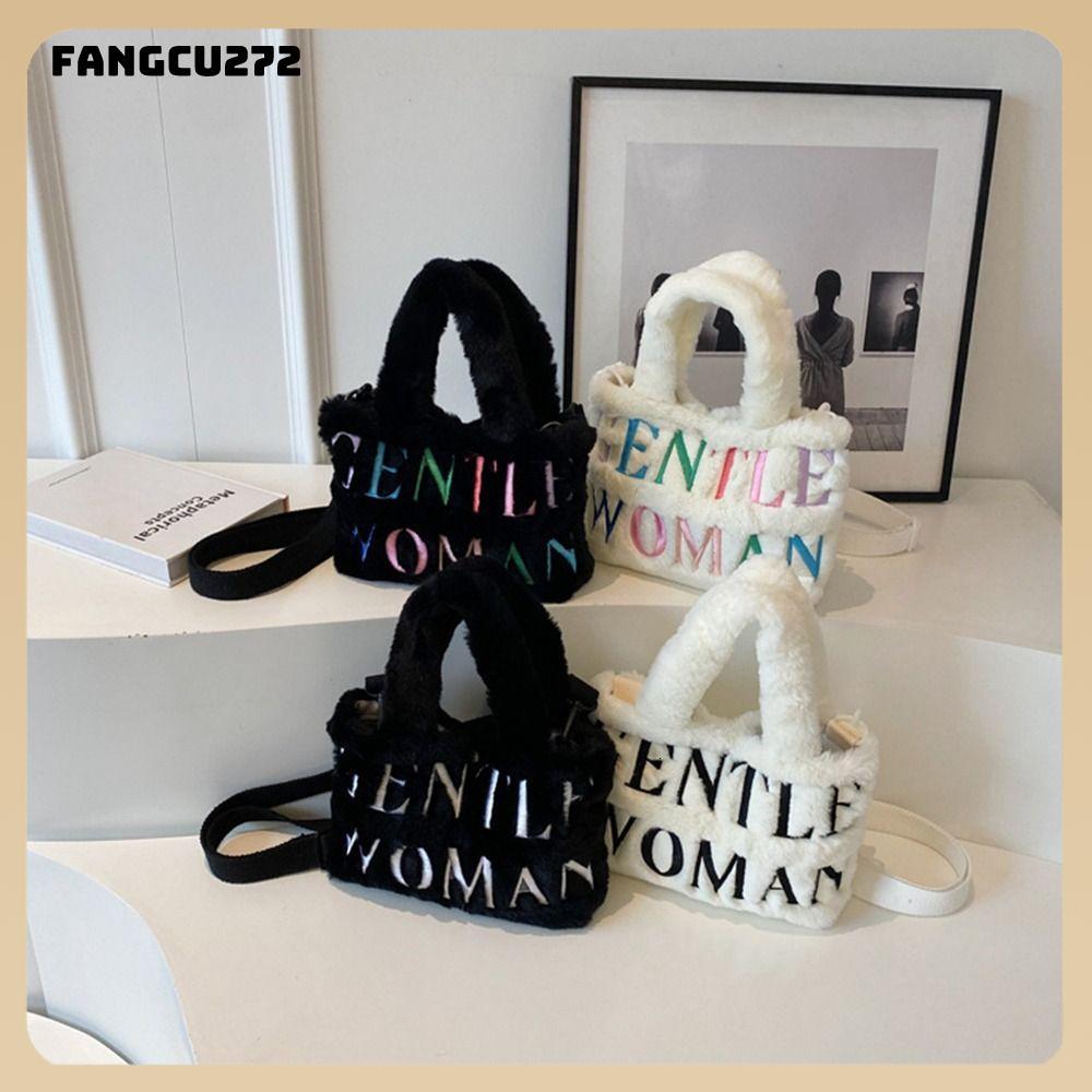 FANU272 Large Capacity Shoulder Letter Painted Plush Messenger Bag Stylish Tote Bags Birthday Gifts