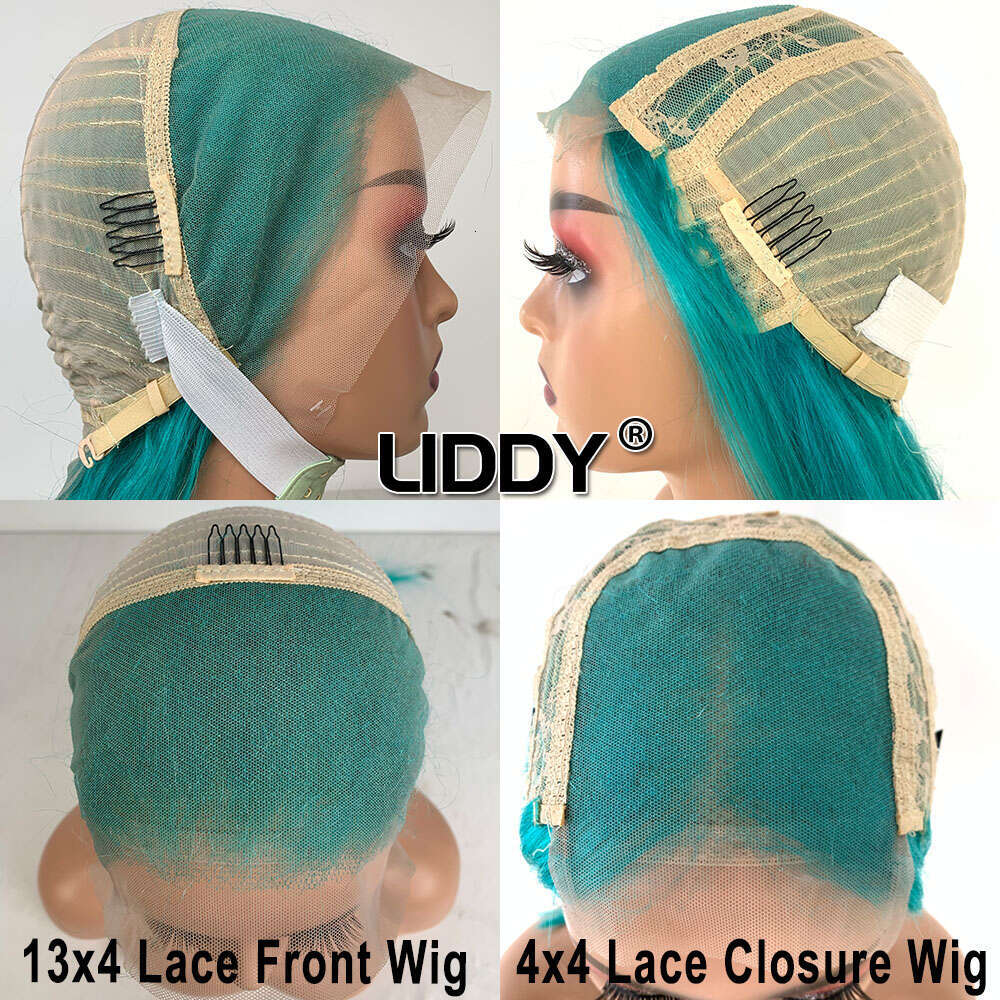 Green 13x4 HD Transparent Wig Straight For Women 613 Colored Lace Front Human Hair Pre Plucked Wigs