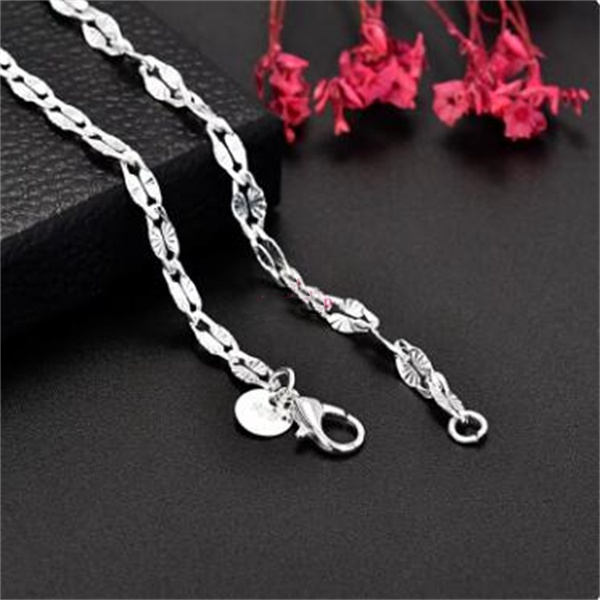 Fine 925 Sterling Silver 4MM flat chains Necklaces for Men Women wedding party Jewelry Christmas gifts 45-75cm