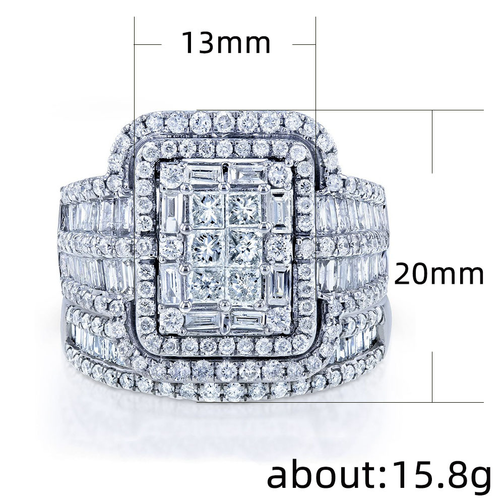 New Rings Luxurious Exaggerated Women's Rhinestone Pair Ring Set European and American Women's Rings Free Shipping