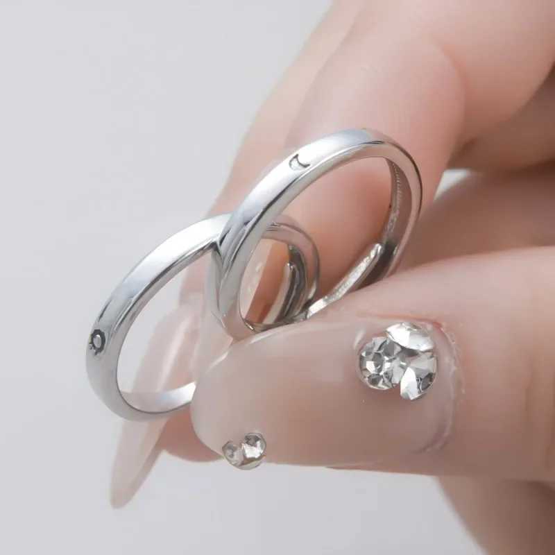 Simple Sun Moon Couple Rings Women Men Fashion Opening Adjustable Stainless Steel Lover Valentines Day Gifts Rings Set JewelryX240921