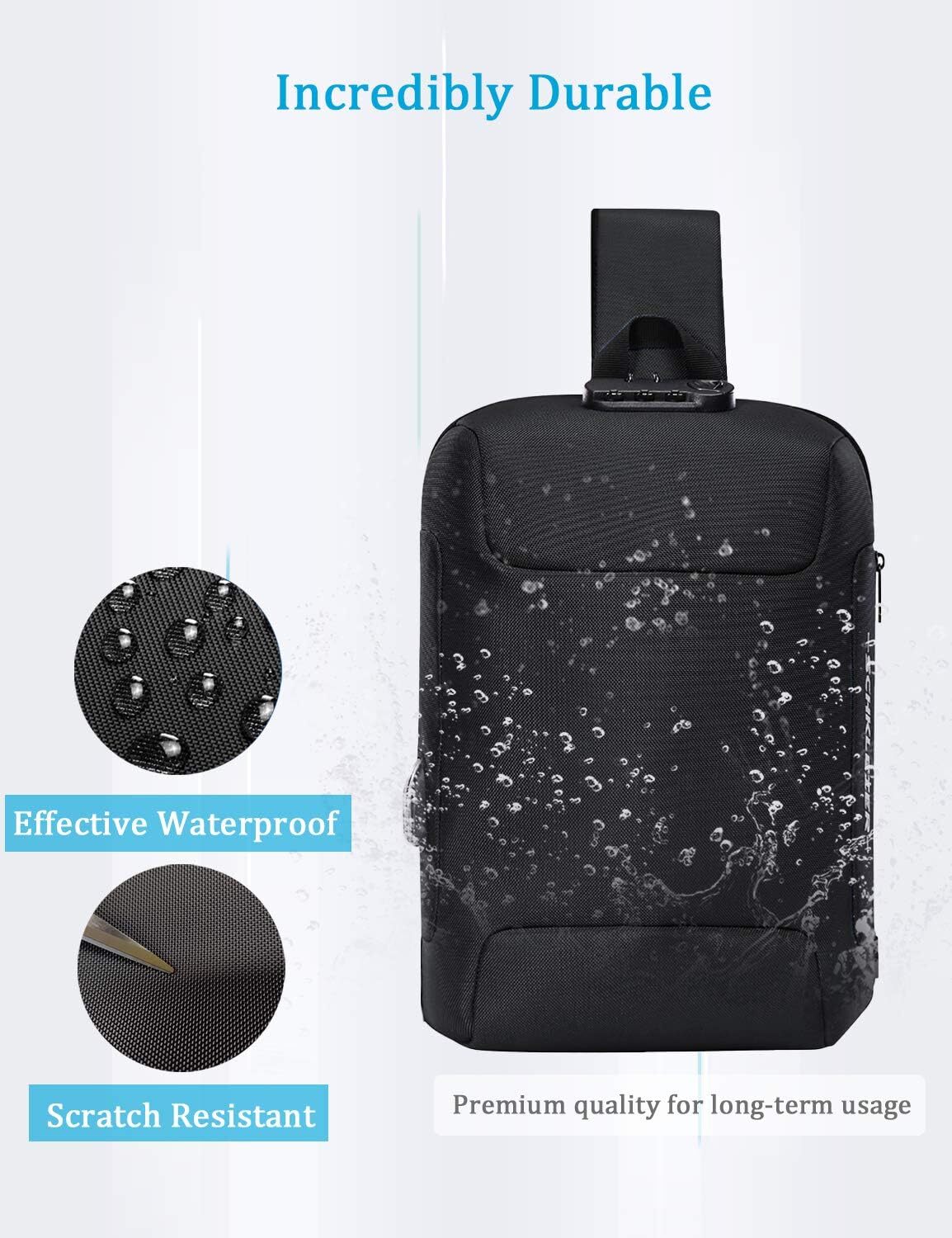 USB Anti-theft Laptop Backpack, 13.3 Inch Casual Chest Shoulder Daypack for Men and Women