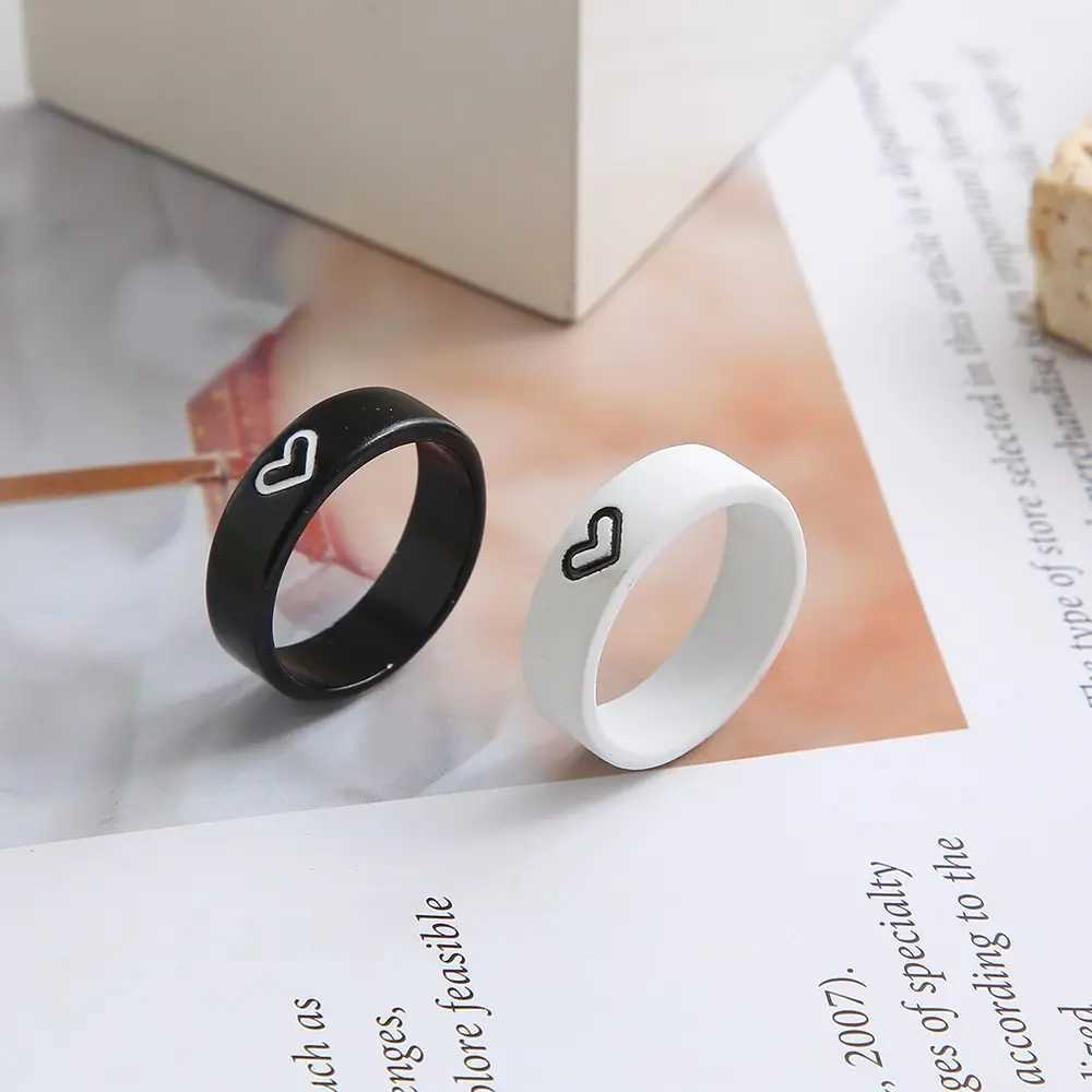 2pcs Of Rings Simple Couple Ring Male And Female Ring Combination Inswind Network Celebrity Love Valentines Day GiftX240921
