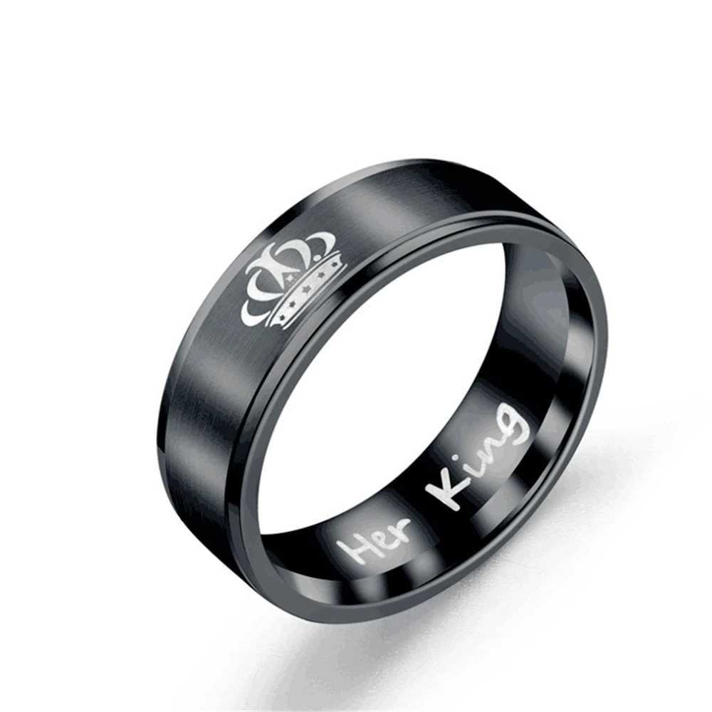 Stylish Couple Stainless Steel Ring Her king His Queen Crown Icon King Queen Couple Titanium Steel Ring DurableX240921