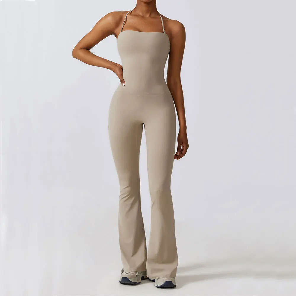 Yoga Set Jumpsuits Womens Tracksuit One Piece Workout Rompers Sportswear Gym Set Workout Clothes for Women Push Up Flared Pants 240914