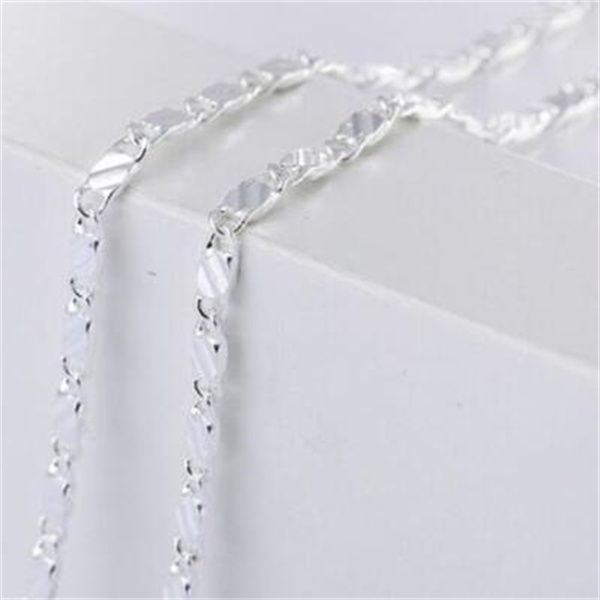 Fine 925 Sterling Silver 4MM flat chains Necklaces for Men Women wedding party Jewelry Christmas gifts 45-75cm