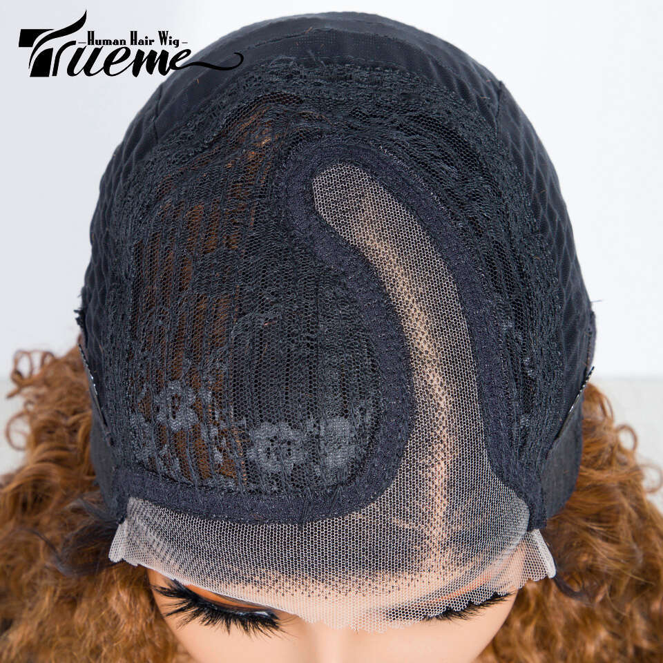 100% Real Ready To Go Short Curly Bob Wigs For Women TT1B/27 Ombre Brown Brazilian Water Wave Human Hair Lace Wig