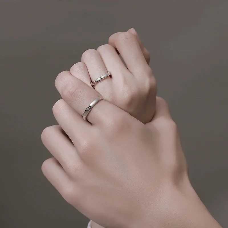 Simple Sun Moon Couple Rings Women Men Fashion Opening Adjustable Stainless Steel Lover Valentines Day Gifts Rings Set JewelryX240921