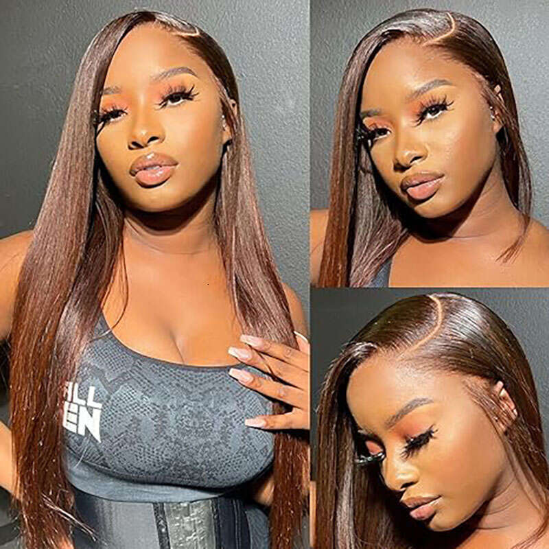 IPRO And Go #4 Chocolate Brown Lace Front Bone Straight Human Hair Pre Plucked Glueless Wigs Ready To Wear