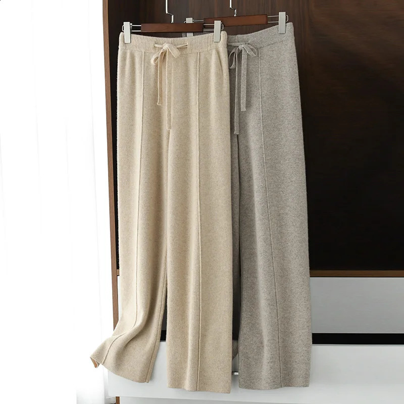 Autumn/Winter Womens Cashmere Fashion Pants Knitted Loose Cashmere Pants Womens 240921 - view 3