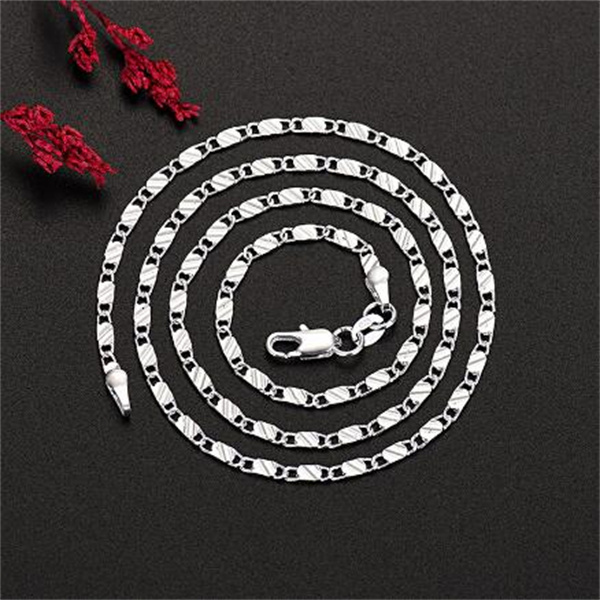 Fine 925 Sterling Silver 4MM flat chains Necklaces for Men Women wedding party Jewelry Christmas gifts 45-75cm