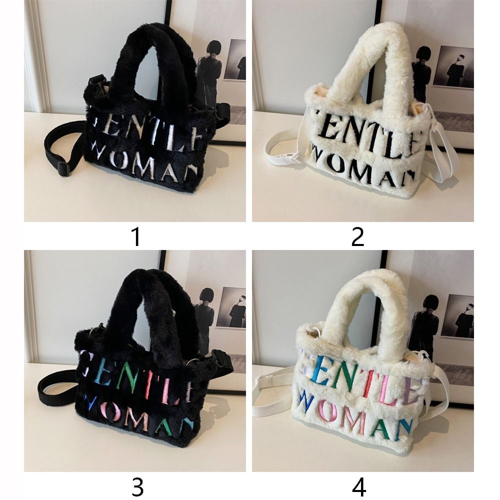 FANU272 Large Capacity Shoulder Letter Painted Plush Messenger Bag Stylish Tote Bags Birthday Gifts