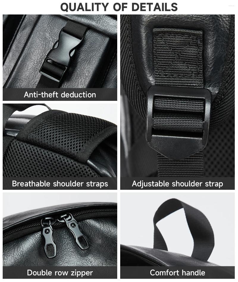 Backpack Leather For Men Ideal Business Waterproof Scratch-Resistant High Capacity Timeless Fit 15.6 Laptop