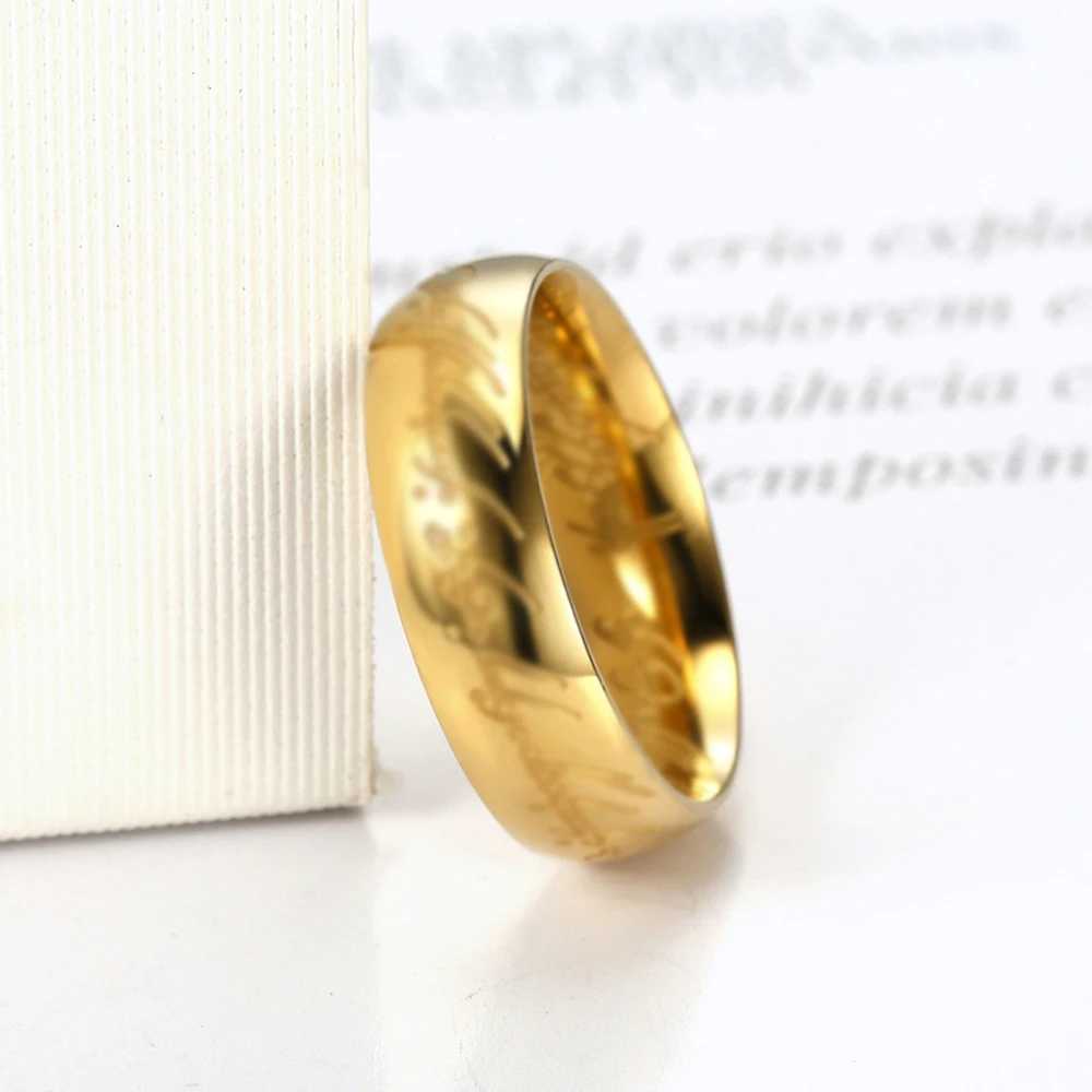 2024New Simple Stainless Steel Domineering Lord of the Ring Of Power 3D Carved Couple Rings Fashion Vintage Male Jewelry GiftsX240921