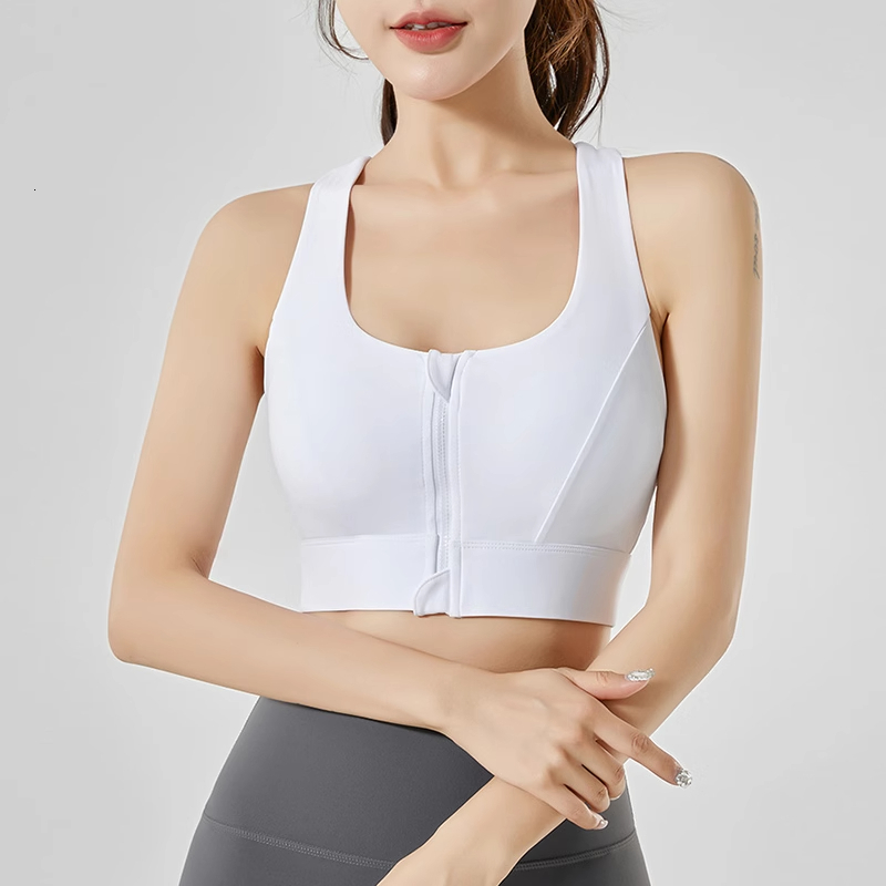 2024 New Plus Size Front Zipper Exercise Running High Strength Shockproof Gym Fiess Clothing Yoga Sports Bra Women