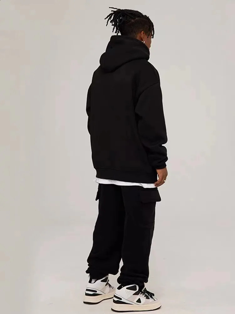 380g GMS Heavy duty Mens Hoodie Thick Plush Solid Color Street Clothing Mens Hoodie Hip Hop Mens Hoodie 240919