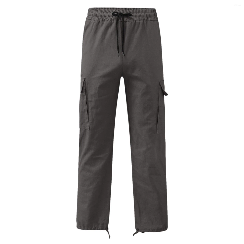 Men's Pants Men Cargo Casual Solid Color Joggers Drawstring Elastic Waist Sweatpants Sports Running Fitness Trousers Streetwear