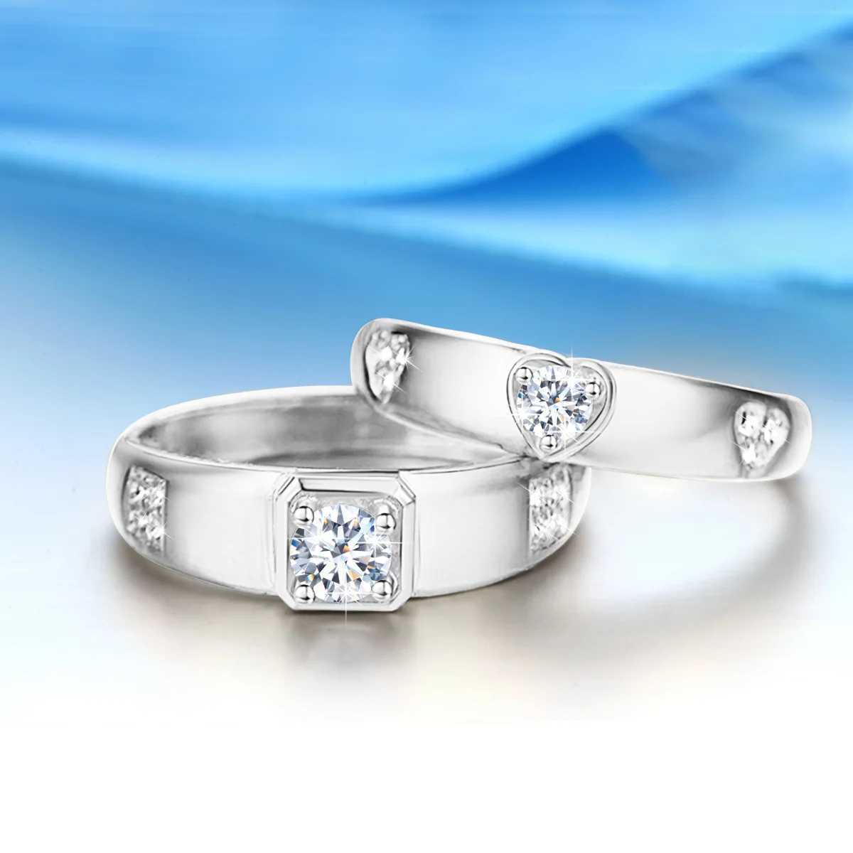 Szjinao Sterling Silver 925 Moissanite Diamond Couple Rings For Lovers Matching Wedding Jewelry Set With Certificate 2024 TrendyX240921