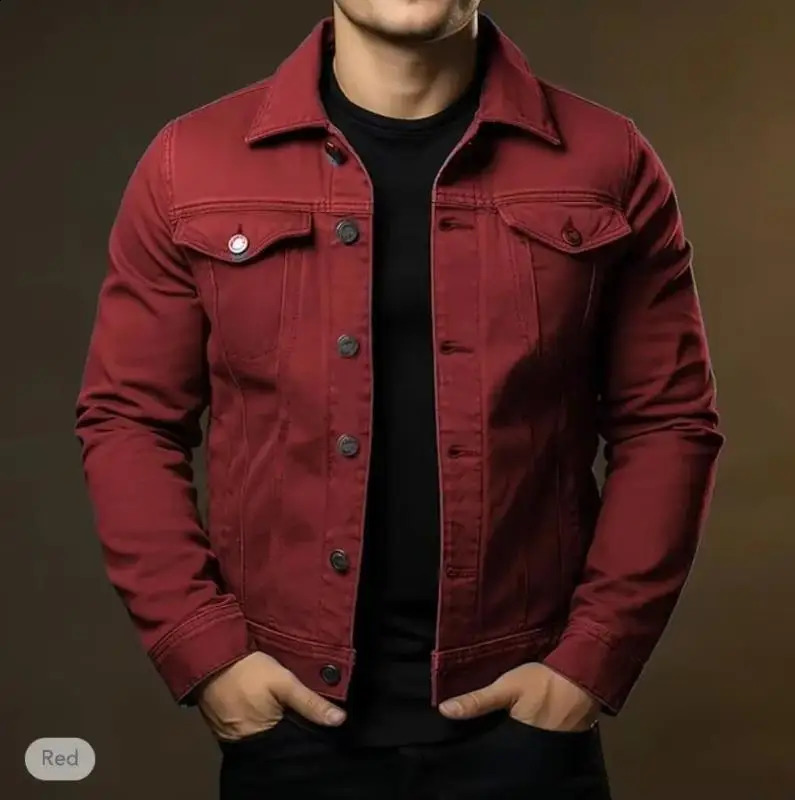 Mens fashionable casual jacket washed denim top autumn loose large mens 240921