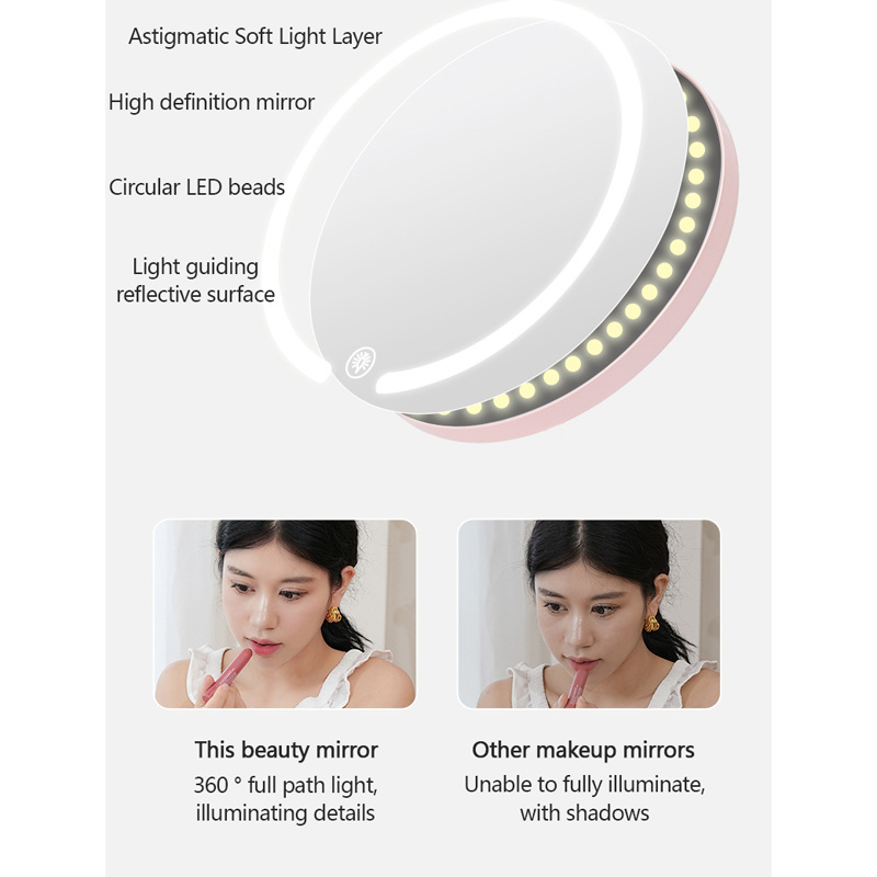 LED make-up mirror rotatable desktop mirror desktop beauty mirror dormitory portable make-up mirror factory direct sale