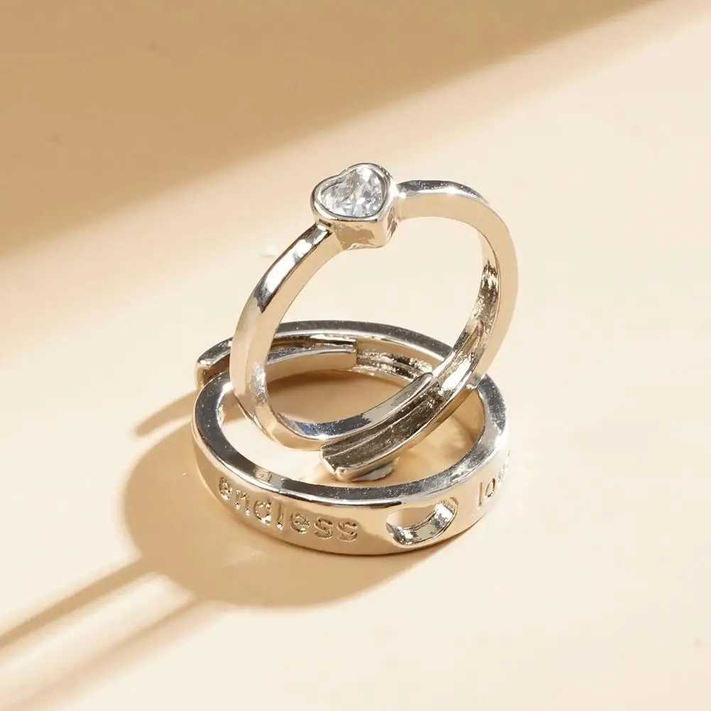 2Pcs/set Couple Rings Adjustable Wedding Jewelry For Women Men Romantic Promise Couple Rings Set Valentines Day JewelryX240921