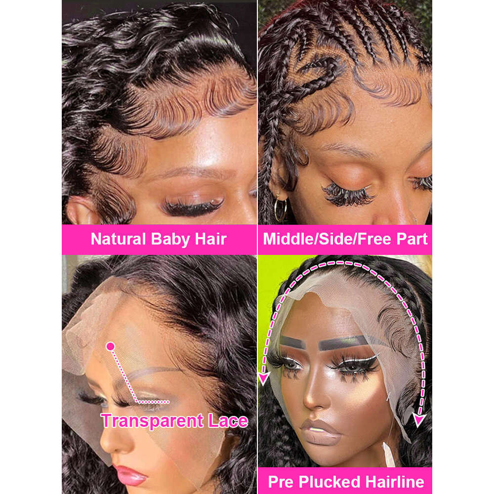 High Density 250% Loose Deep Wave 40Inch 13x6 13x4 HD Lace Frontal Human Hair Wig 7x5 Glueless Ready To Go Preplucke Curly Wigs