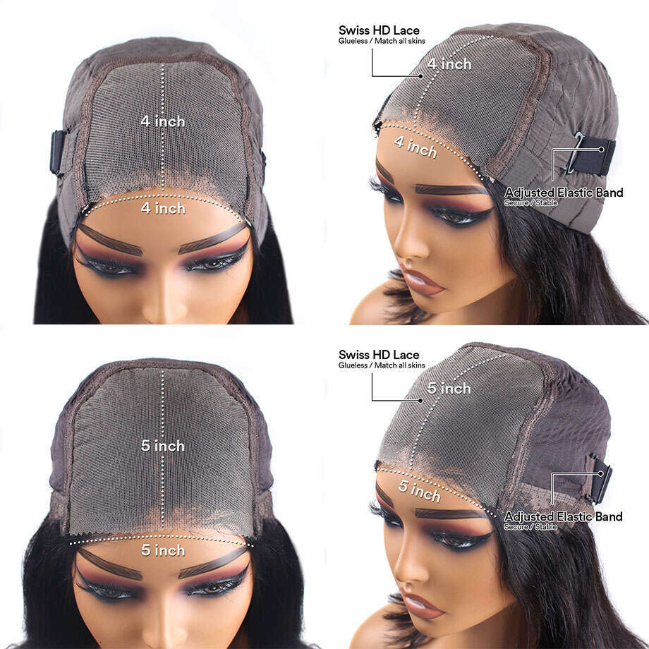 Human Hair Ready To Wear 4x4 Deep Wave 5x5 Closure Wig Pre Cut Lace Glueless Curly Wigs