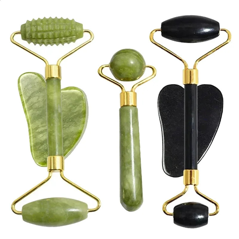 Natural Jade Roller Face Gua Sha Stone Body Neck Massager Acupoint Eye Care Spa Massage Tools Visage Lifting 240911