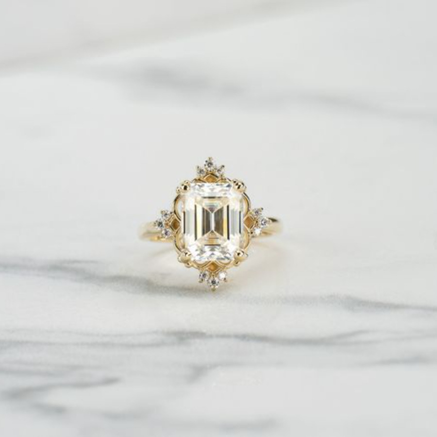 Cross-border hot new vintage alloy encrusted zircon ring European and American ladies engagement ring