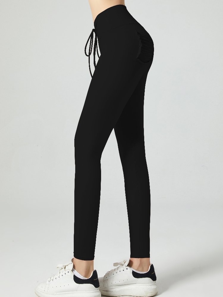 High Waist Women Yoga Stretch Fiess Gym With Back Pocket Exercise Sports Pants Training Tights Running Leggings Quick