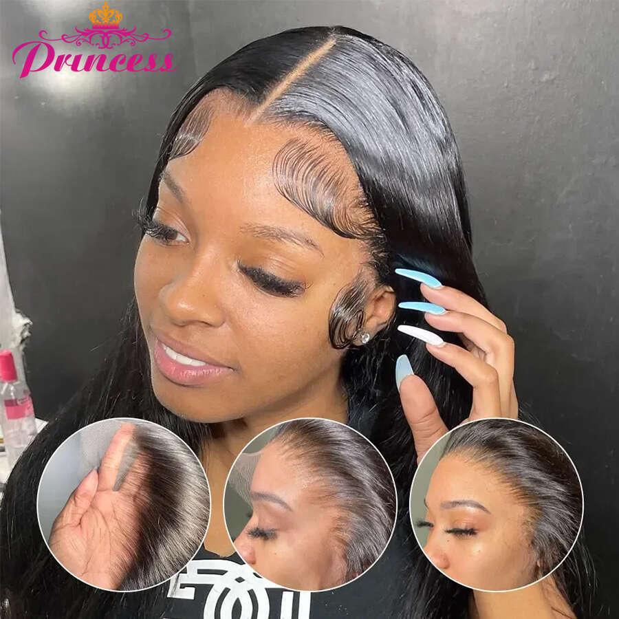 Princess 13x6 HD Frontal Pre Plucked Straight Transparent Lace Front Human Hair Wigs For Women