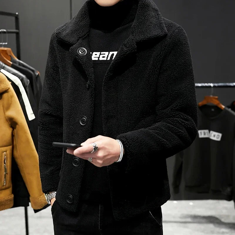 Warm Men's Granular Fabric Reversible Wool Plus High Quality S-4Xl Men Winter Jacket